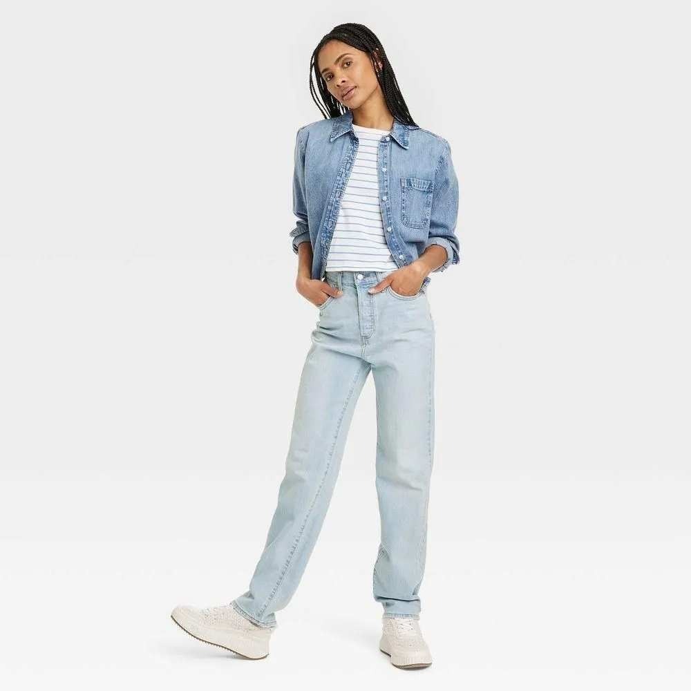 Universal Thread Women's Vintage Light Wash Straight Jeans Size 14 New With Tags - Picture 2 of 6